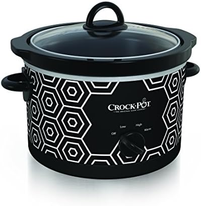 Crock-Pot 4.5 Quart Portable Slow Cooker – Black & White XM7RMM